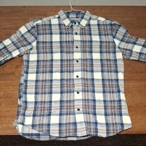 L.L. Bean Blue, White, and Brown Plaid Shirt